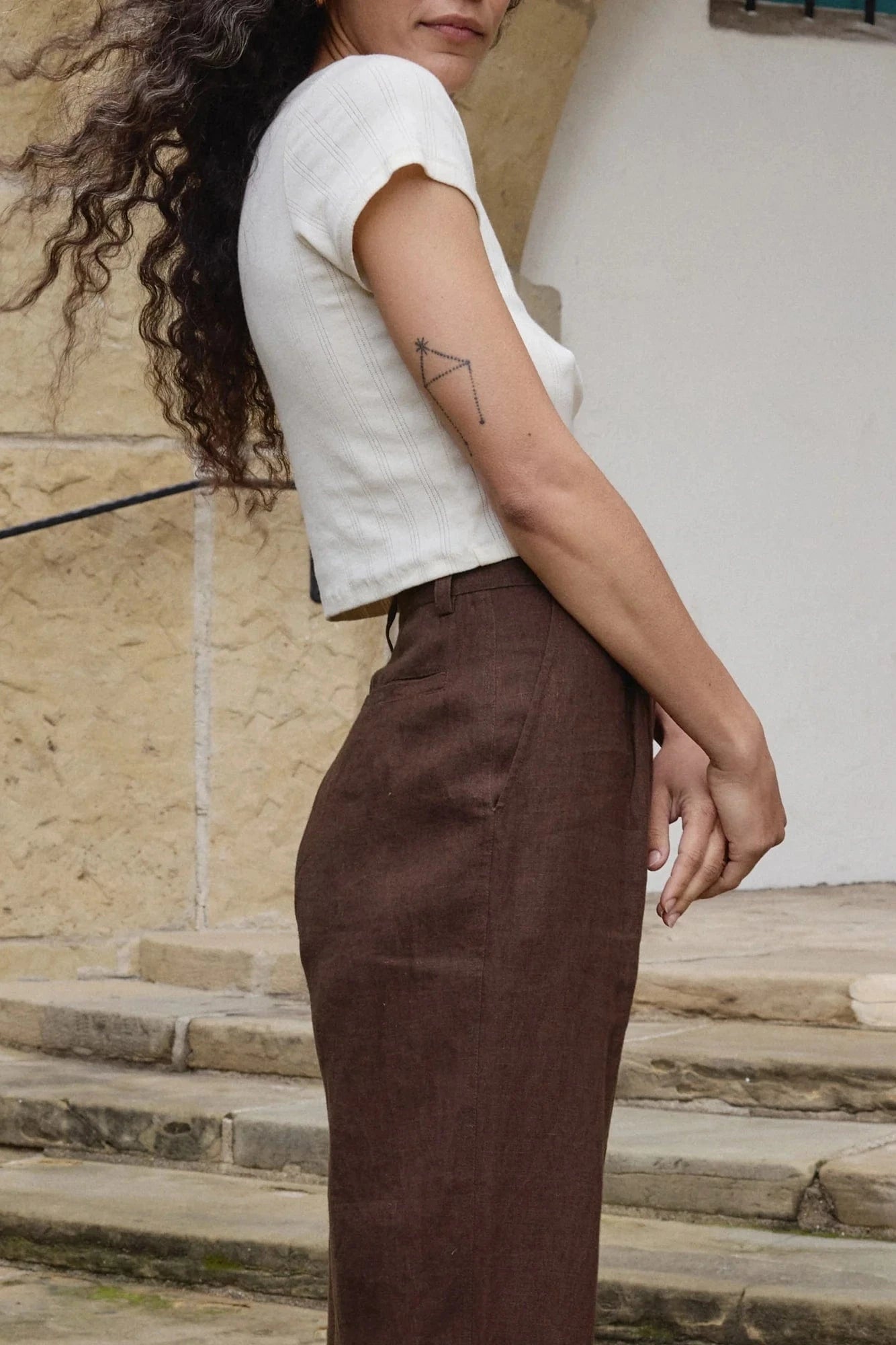 Crop Pointelle Tee - Natural