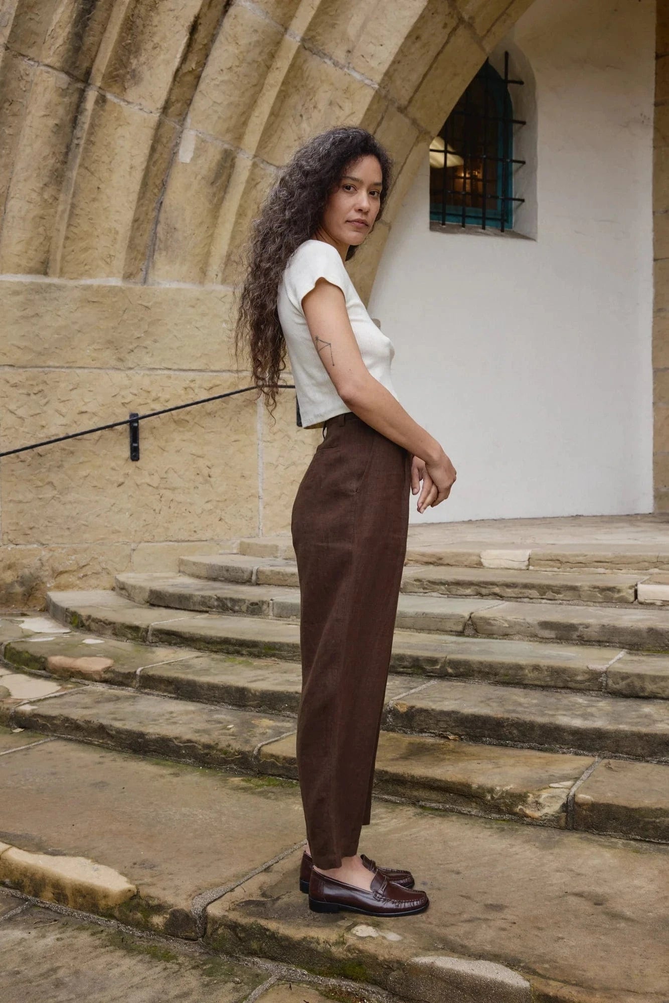Crop Pointelle Tee - Natural