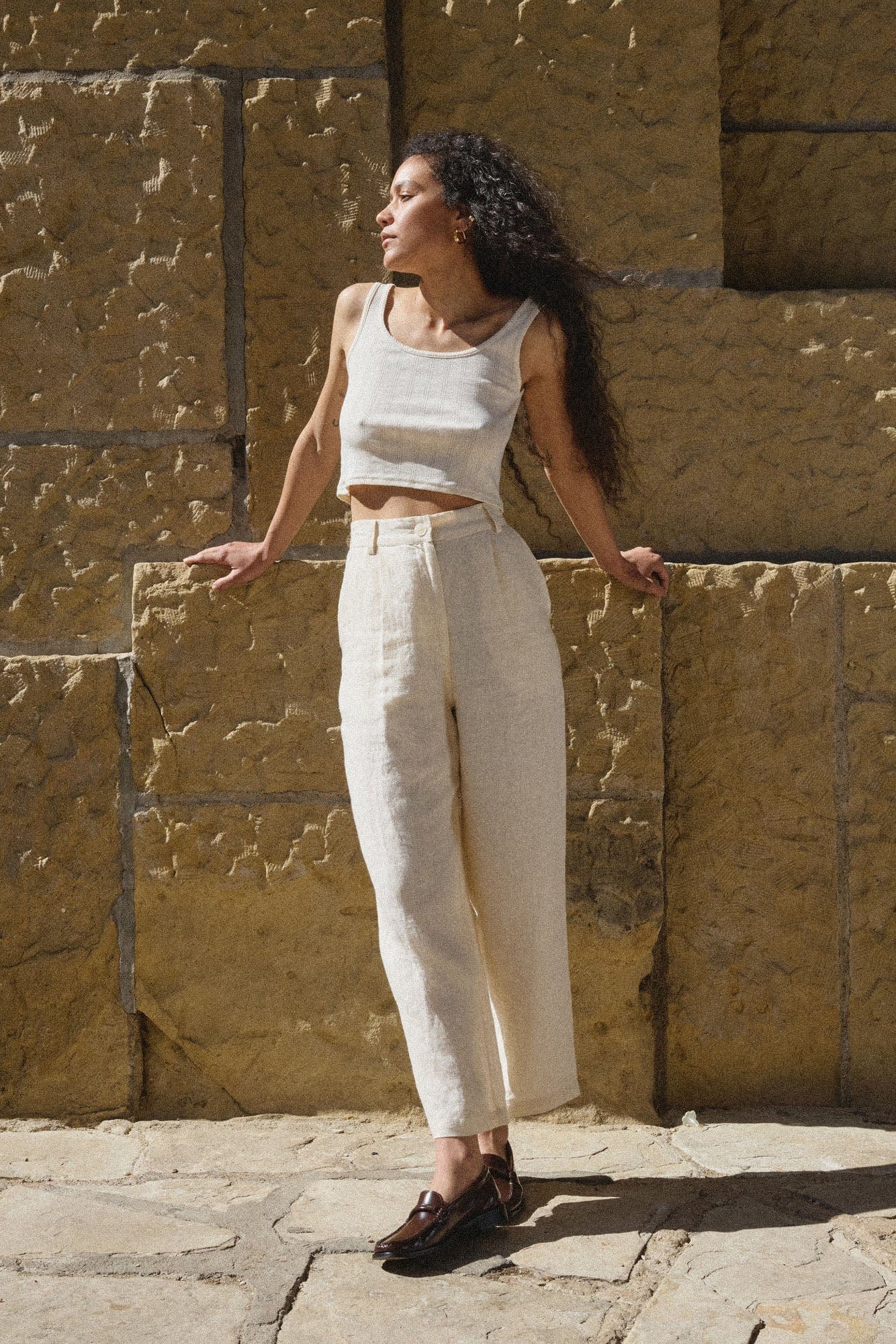 Crop Pointelle Scoop Tank - Natural