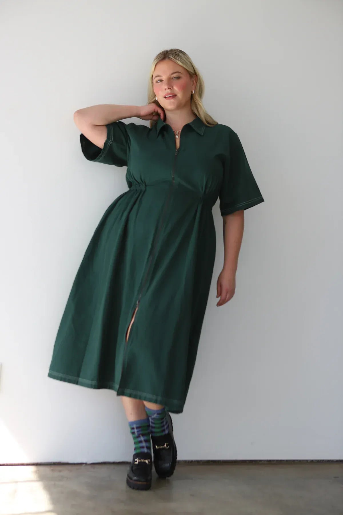 Long Utility Dress - Hunter Green