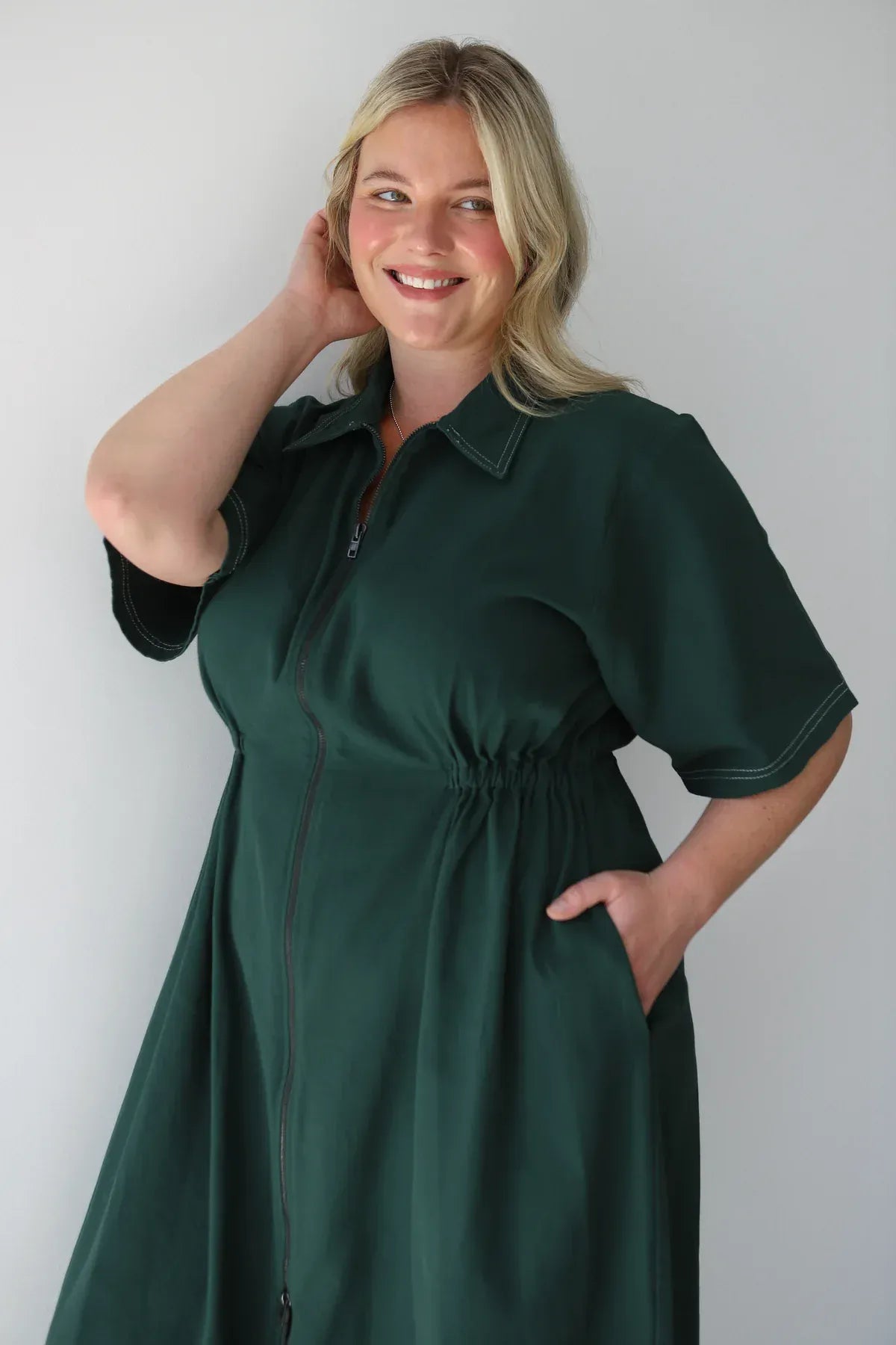 Long Utility Dress - Hunter Green