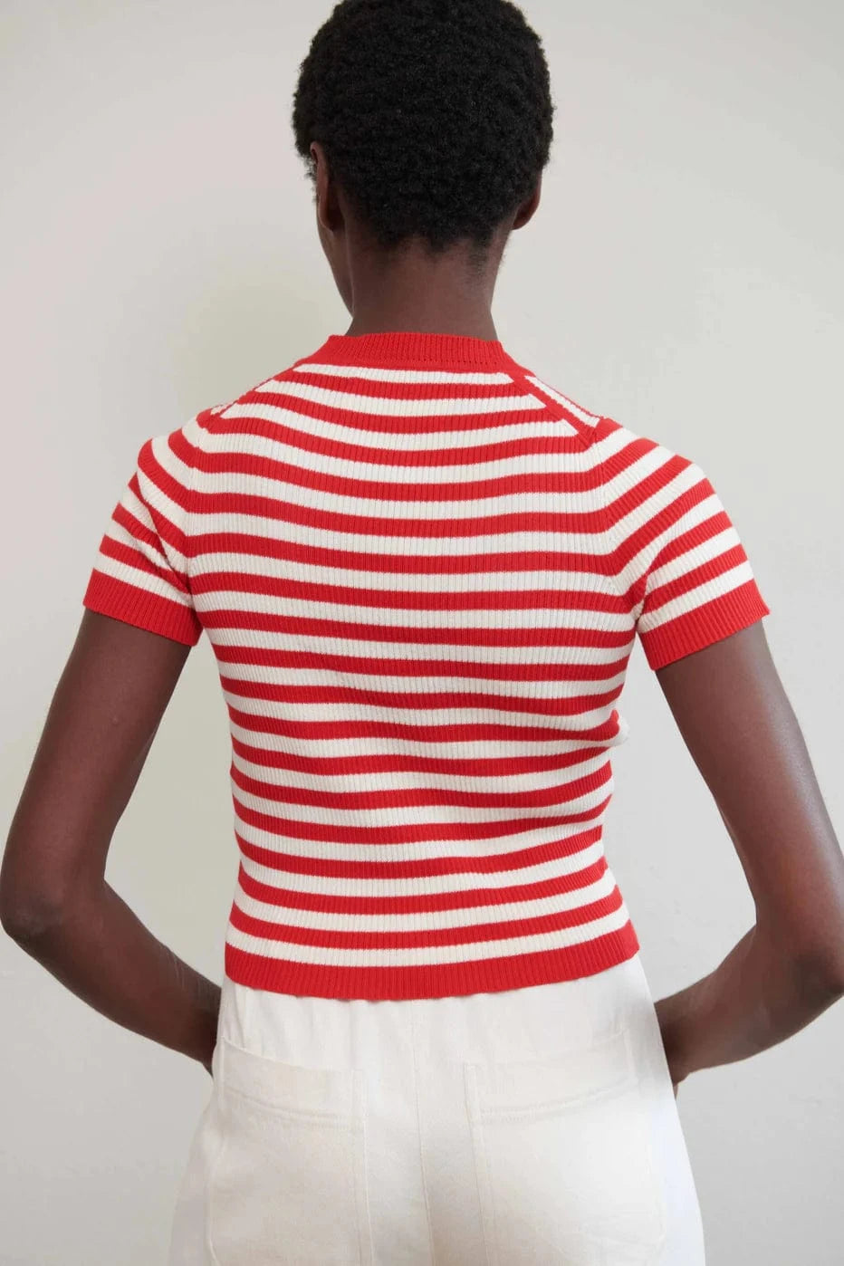 Jones Ribbed Tee - Piquillo Stripe