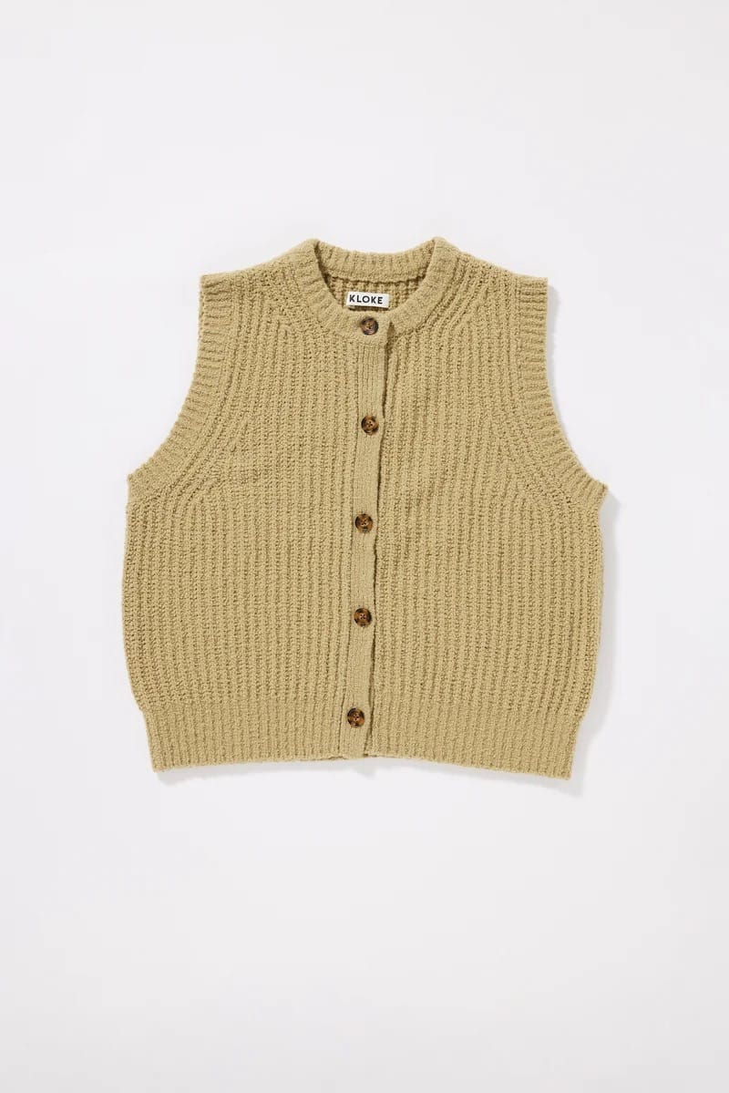 Faint Knit Vest - Pale Chartreuse