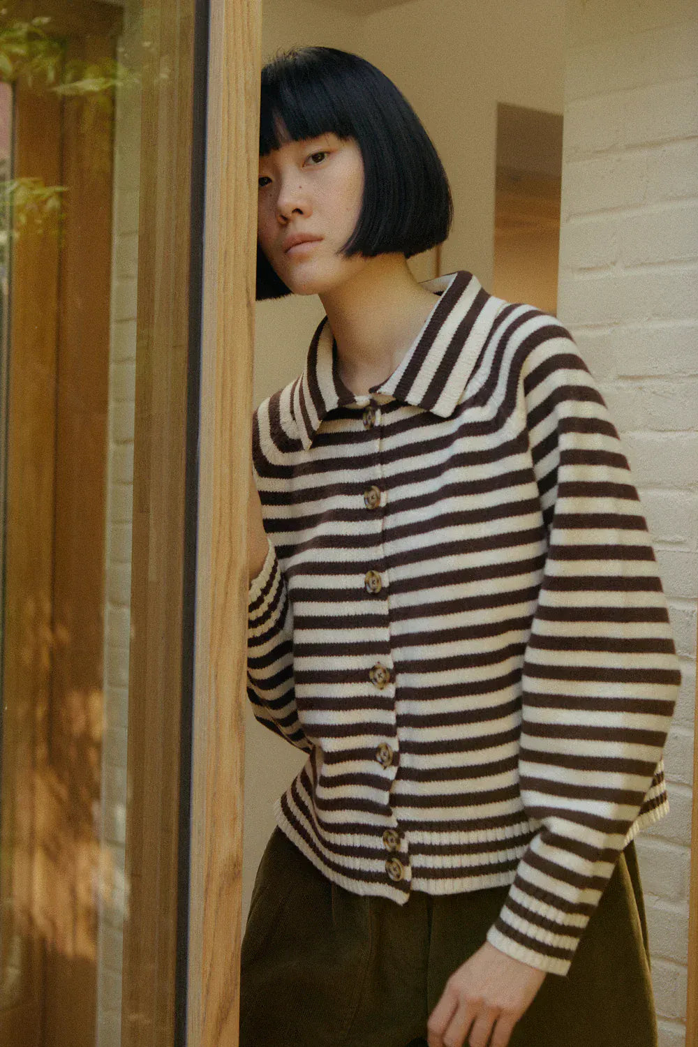 Lytton Cardigan - Espresso Stripe