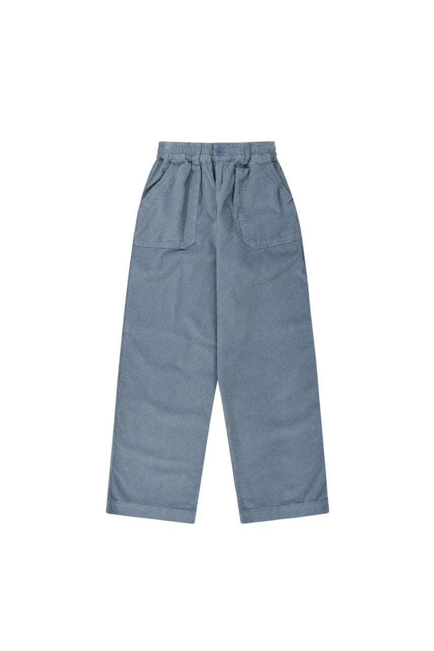 One Tuck Fatigue Corduroy Pants - Sky Blue