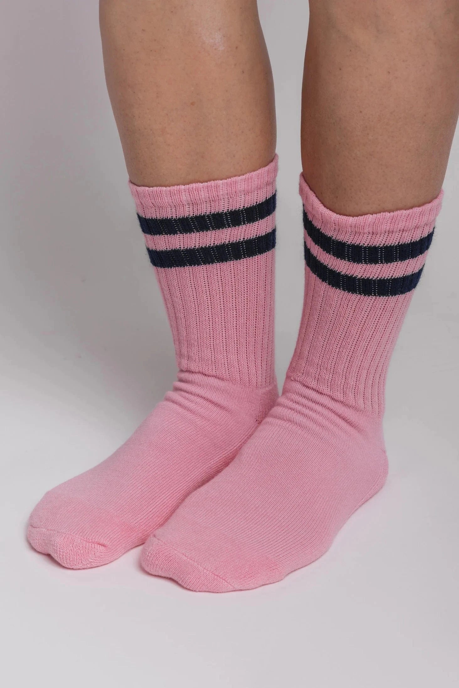 Retro Double Stripe Crew - Light Pink / Navy