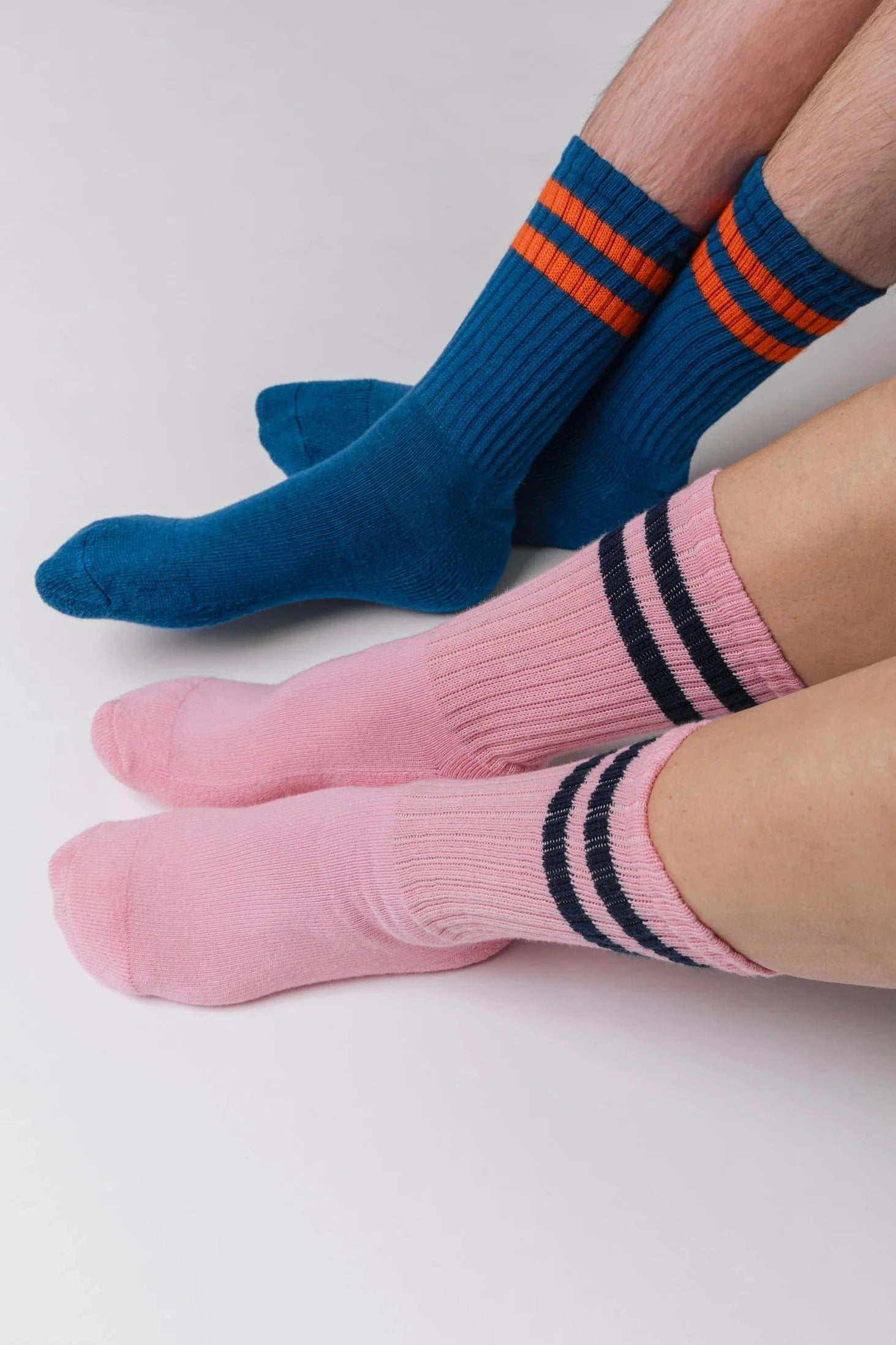 Retro Double Stripe Crew - Light Pink / Navy
