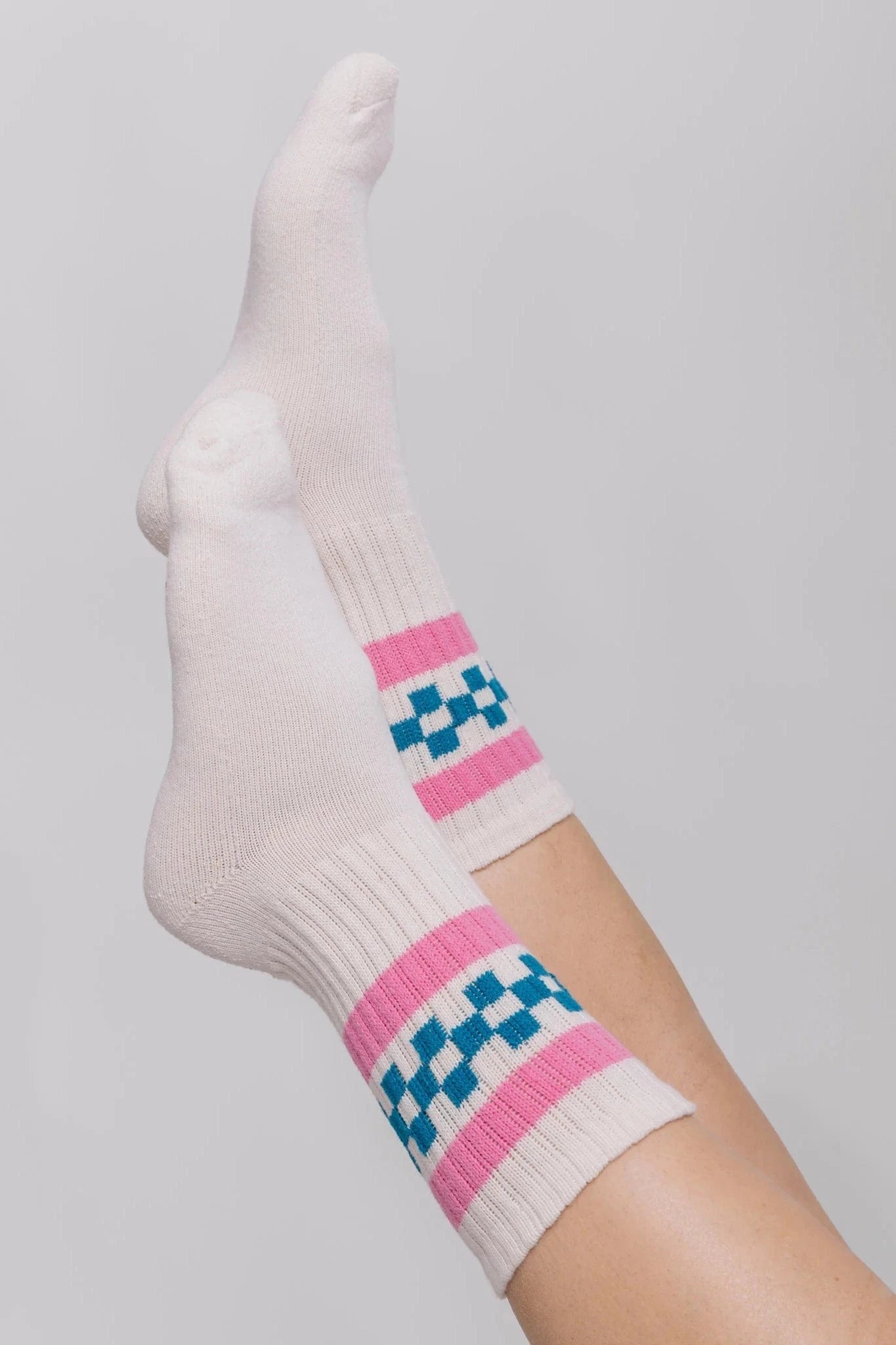 Retro Check Crew - Tile / Pink