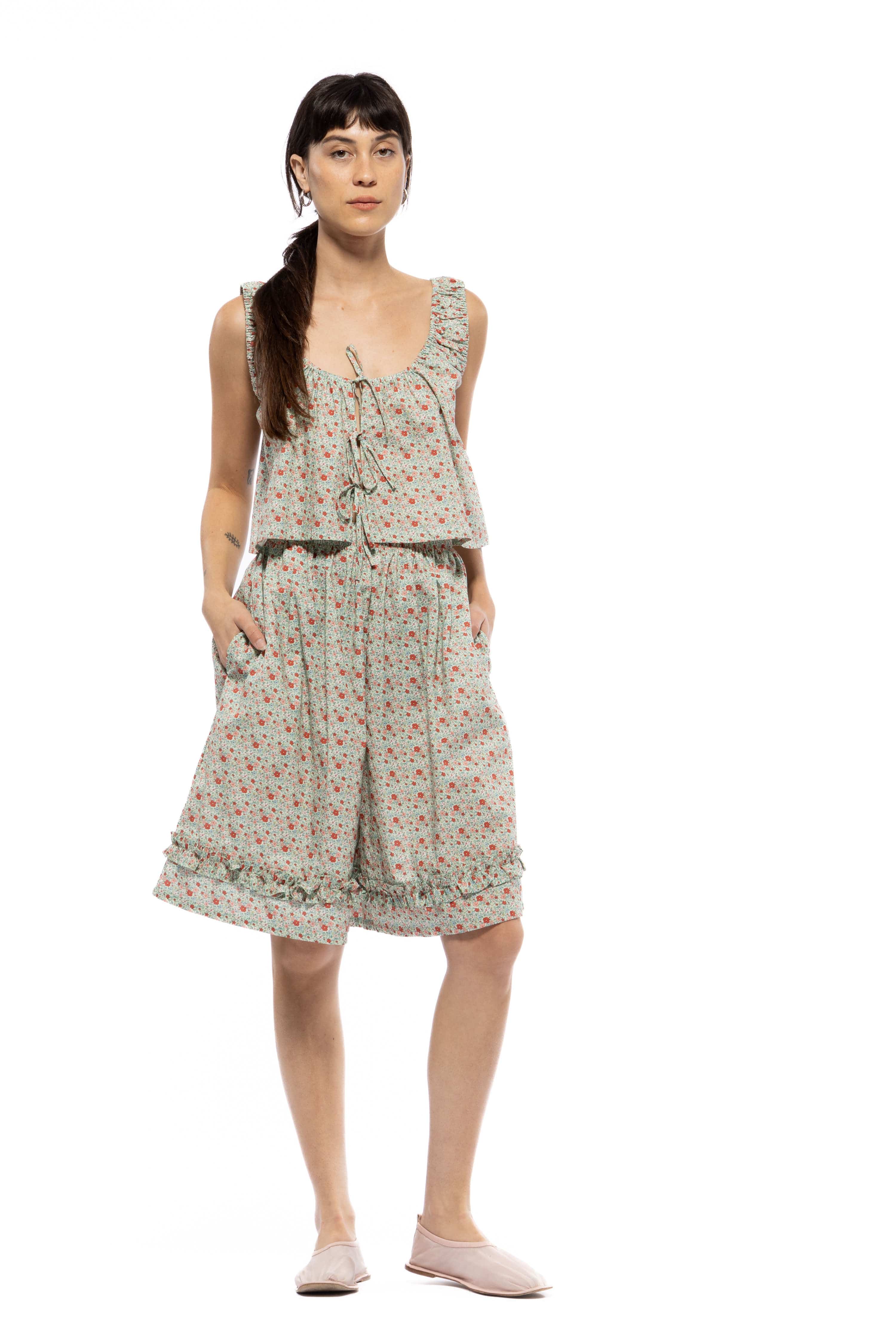 Greta Ruffle Shorts - Floral