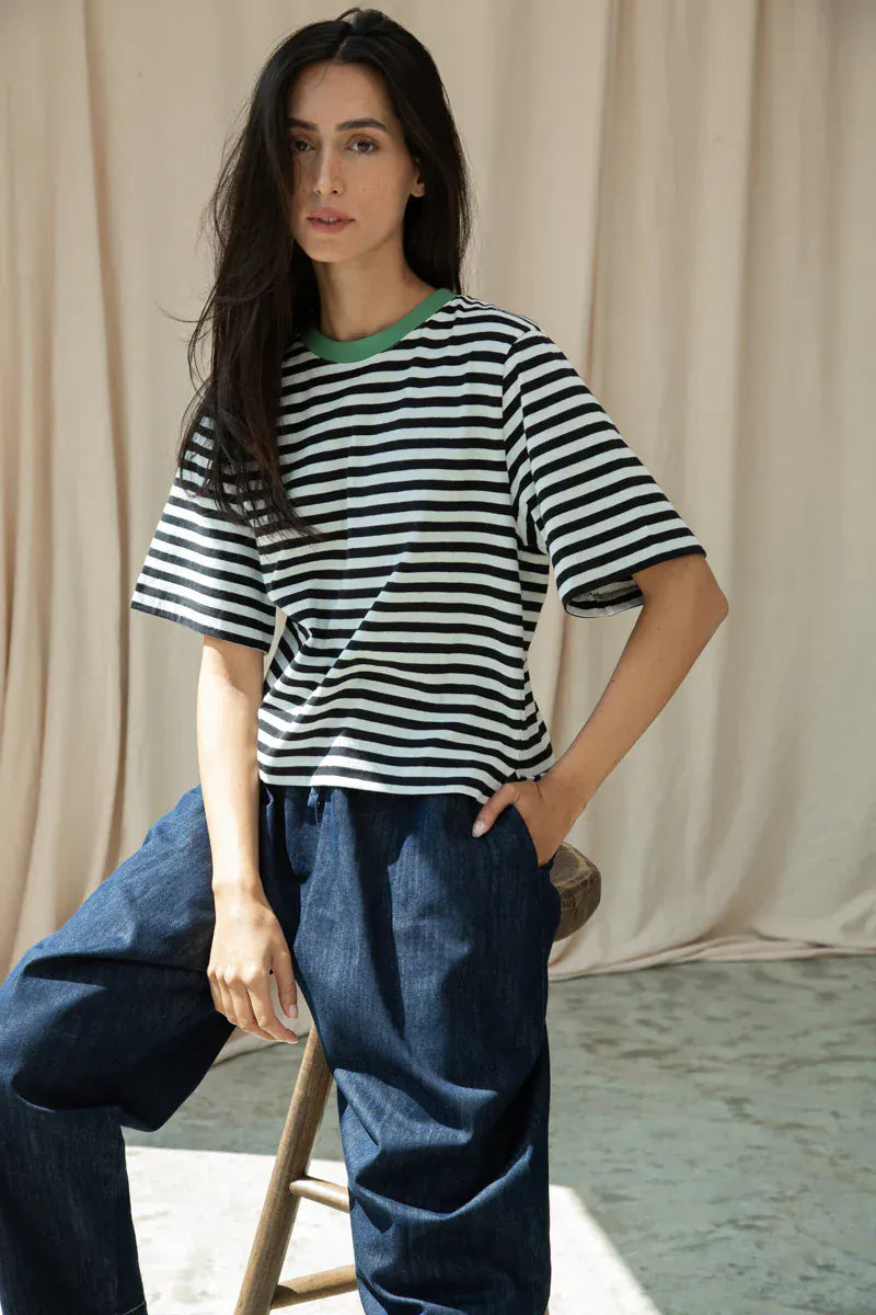 Bay-Sue Top - Black & White Stripe