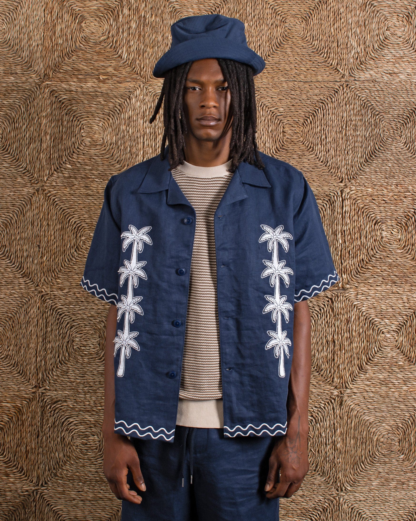 Newport Knitted Tee - Sand / Brown Stripe