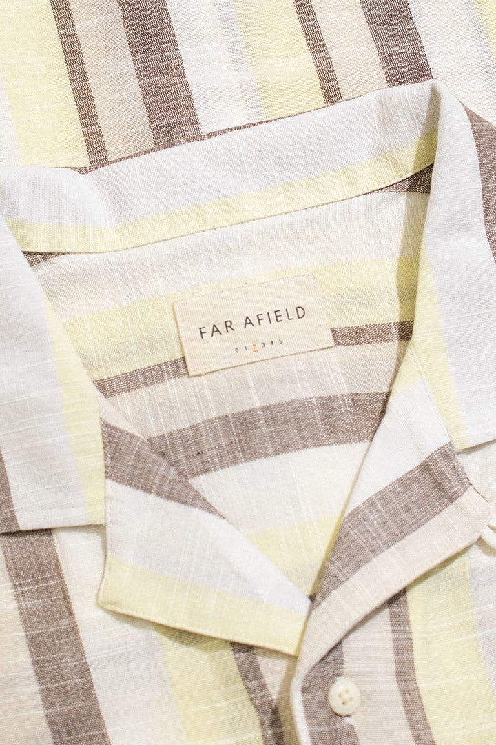 Selleck Shirt Slub Stripe - Brown Yellow