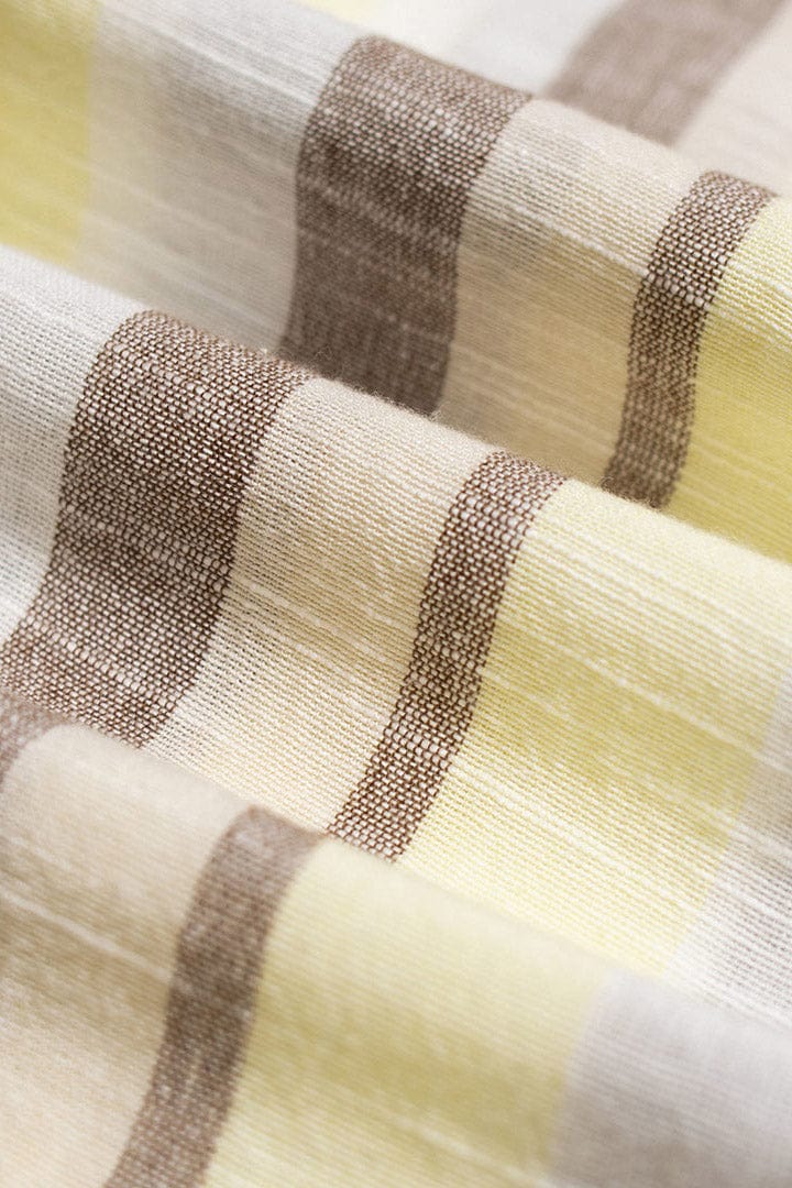 Selleck Shirt Slub Stripe - Brown Yellow
