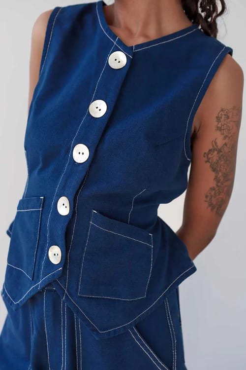 Shell Flared Vest - Navy
