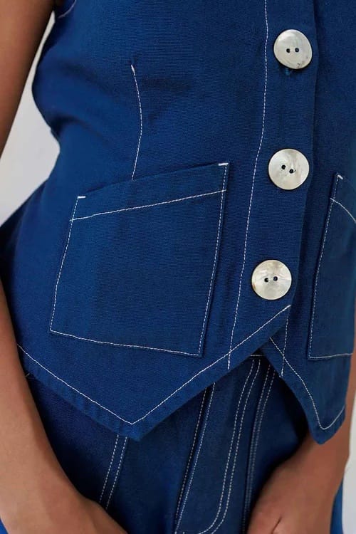 Shell Flared Vest - Navy