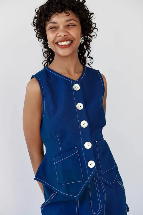Shell Flared Vest - Navy