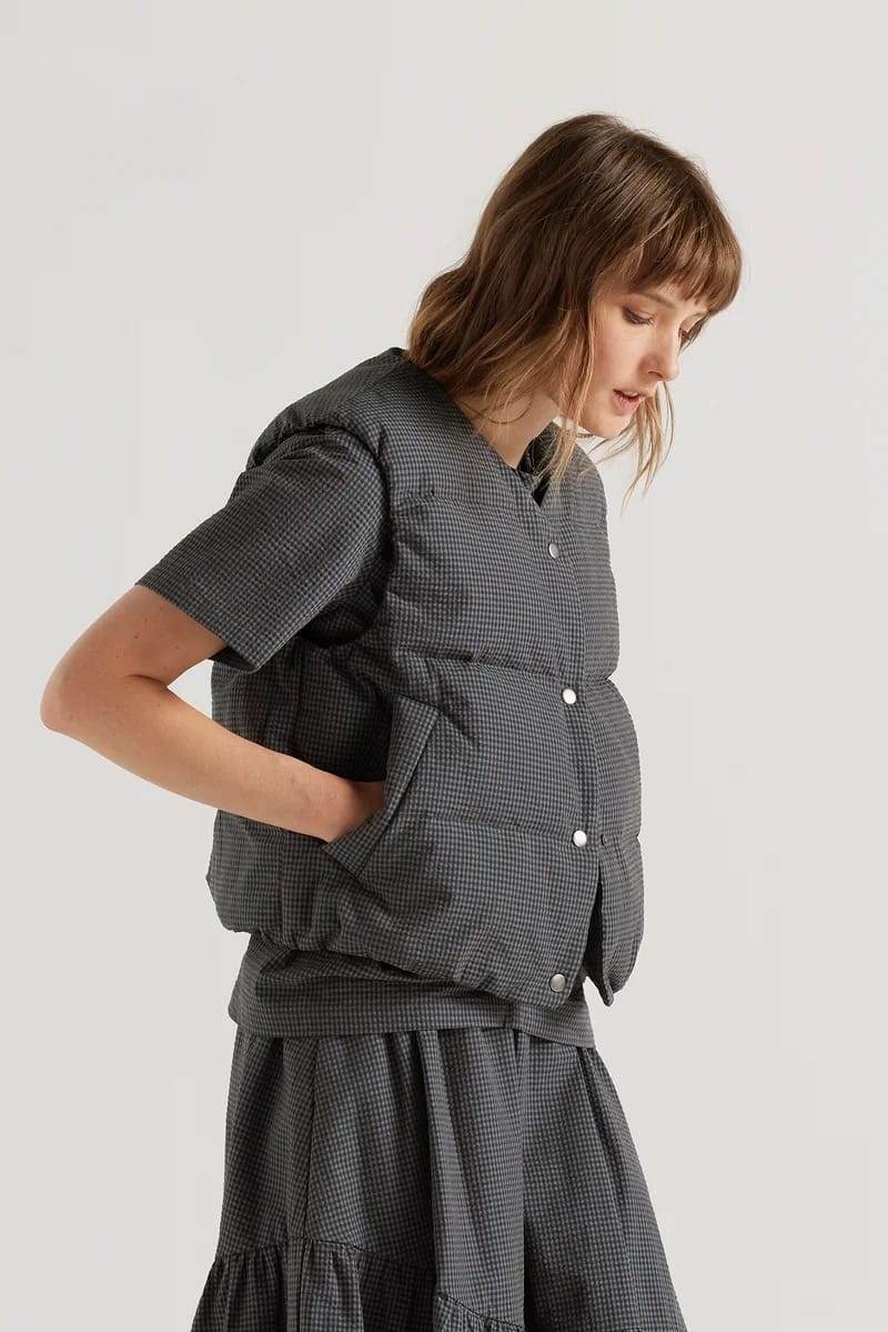 Static Quilted Down Vest - Ink