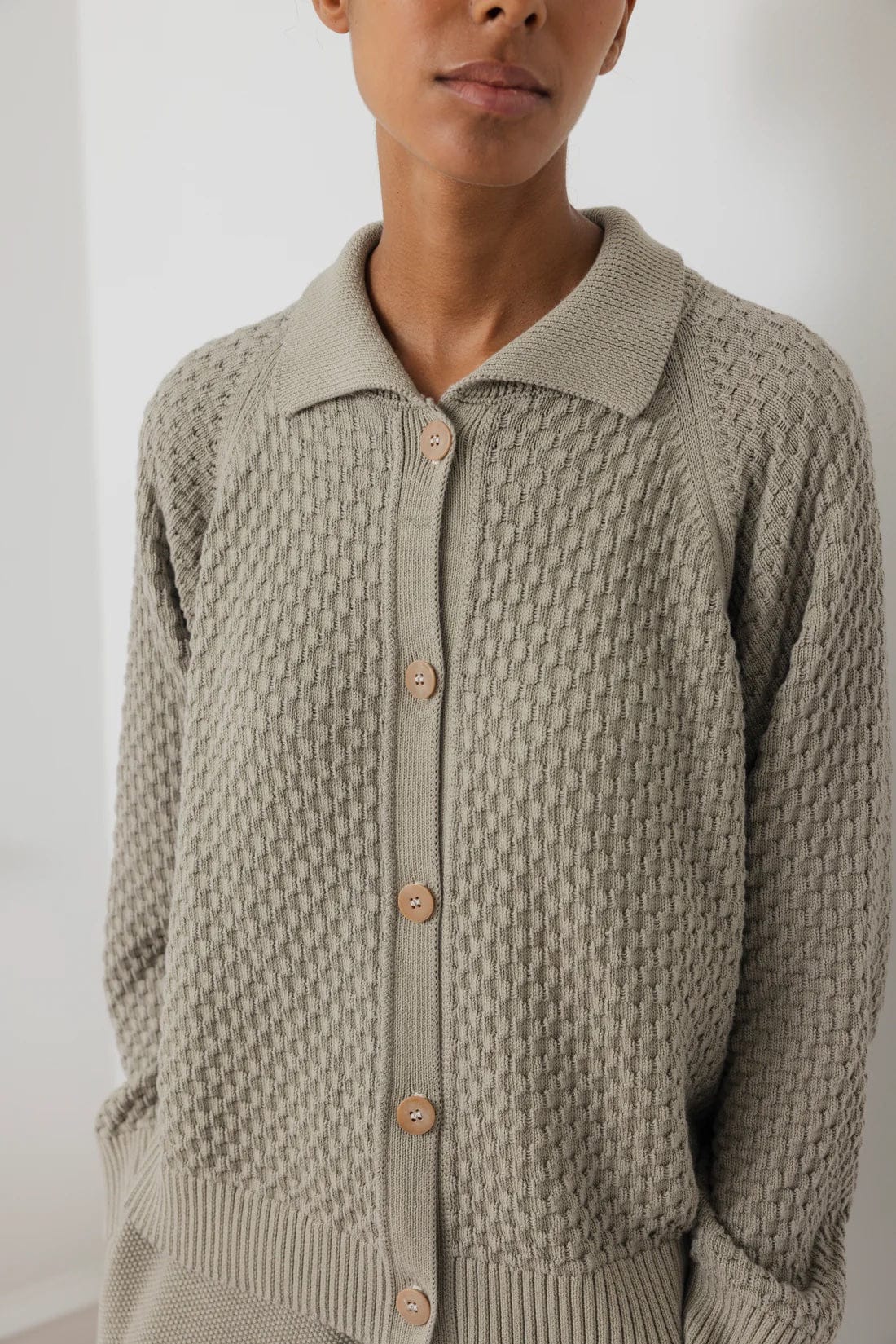 Textured Cardigan - Khaki