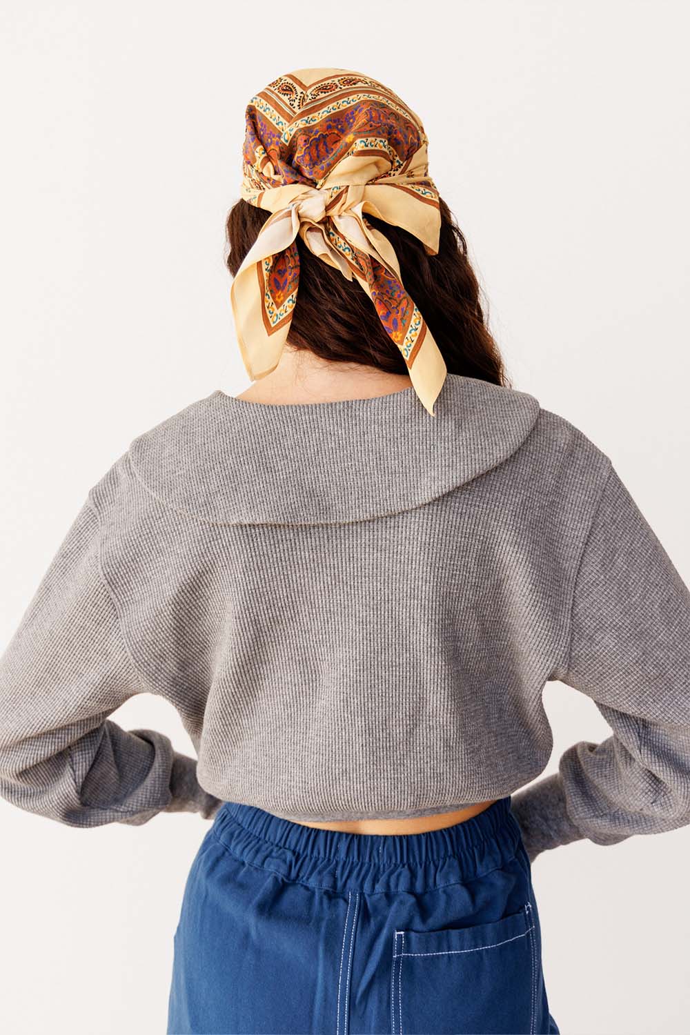 Waffle Sailor Cardigan - Heather Grey