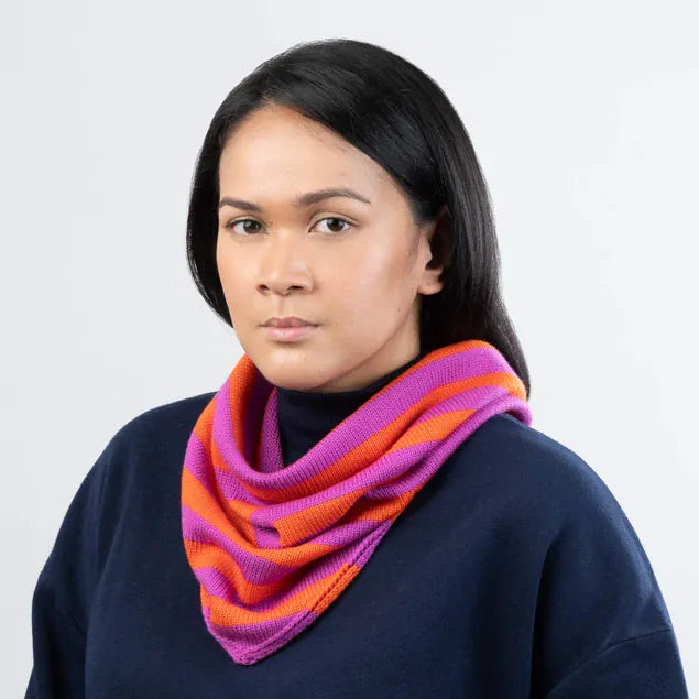 Simple Stripe Triangle Scarf - Poppy Magenta