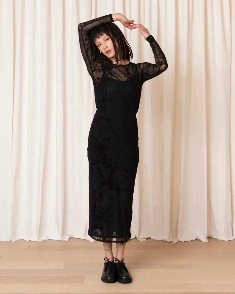 Floral Mesh Long Sleeve - Brown/Black