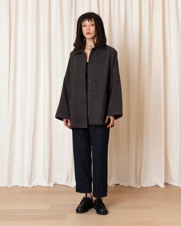 Oversized Shirt Jacket - Marigold/Navy