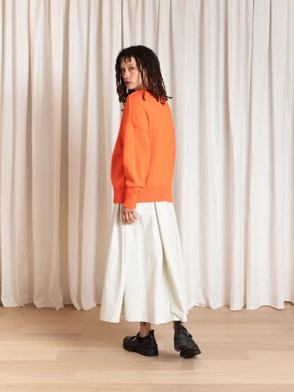 Chunky Cotton Pullover - Neon Orange