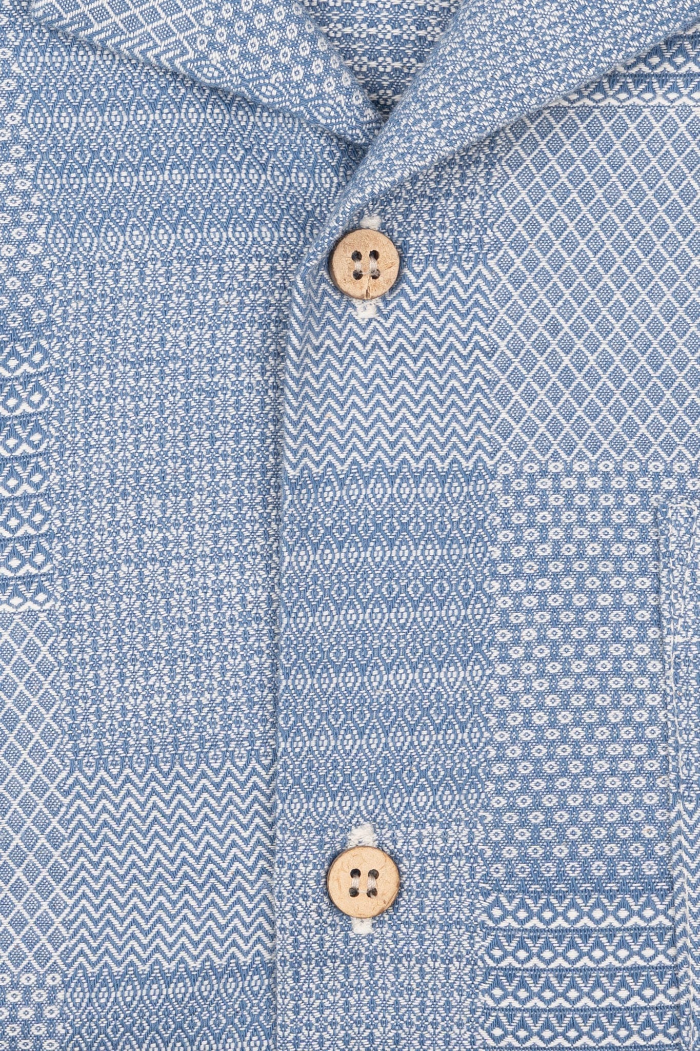 Aloha Shirt - Pale Blue Dobby Patchwork