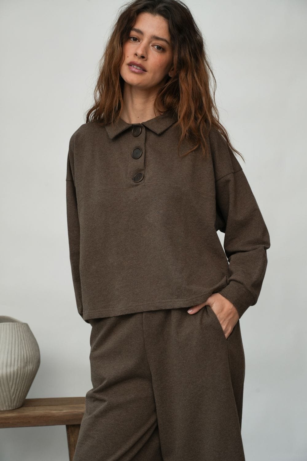Holly Polo - Brown Marl