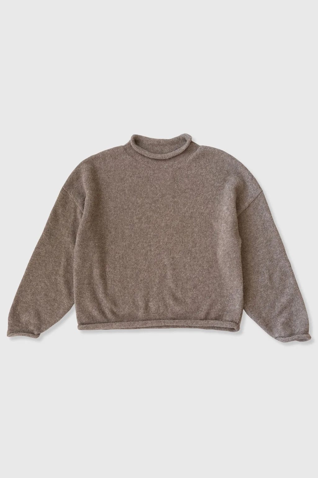 Boucle Rolled Sweater - Camel