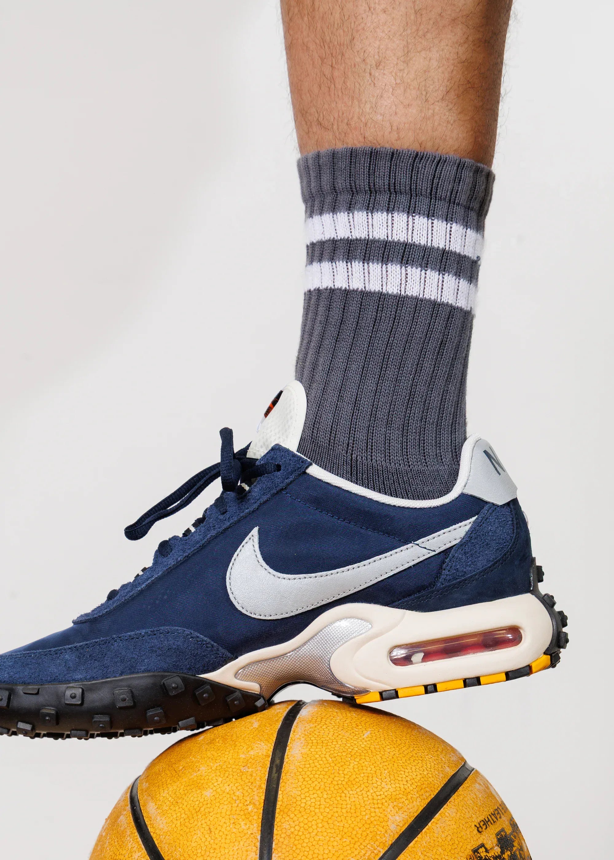 Retro Double Stripe Crew - Dark Grey