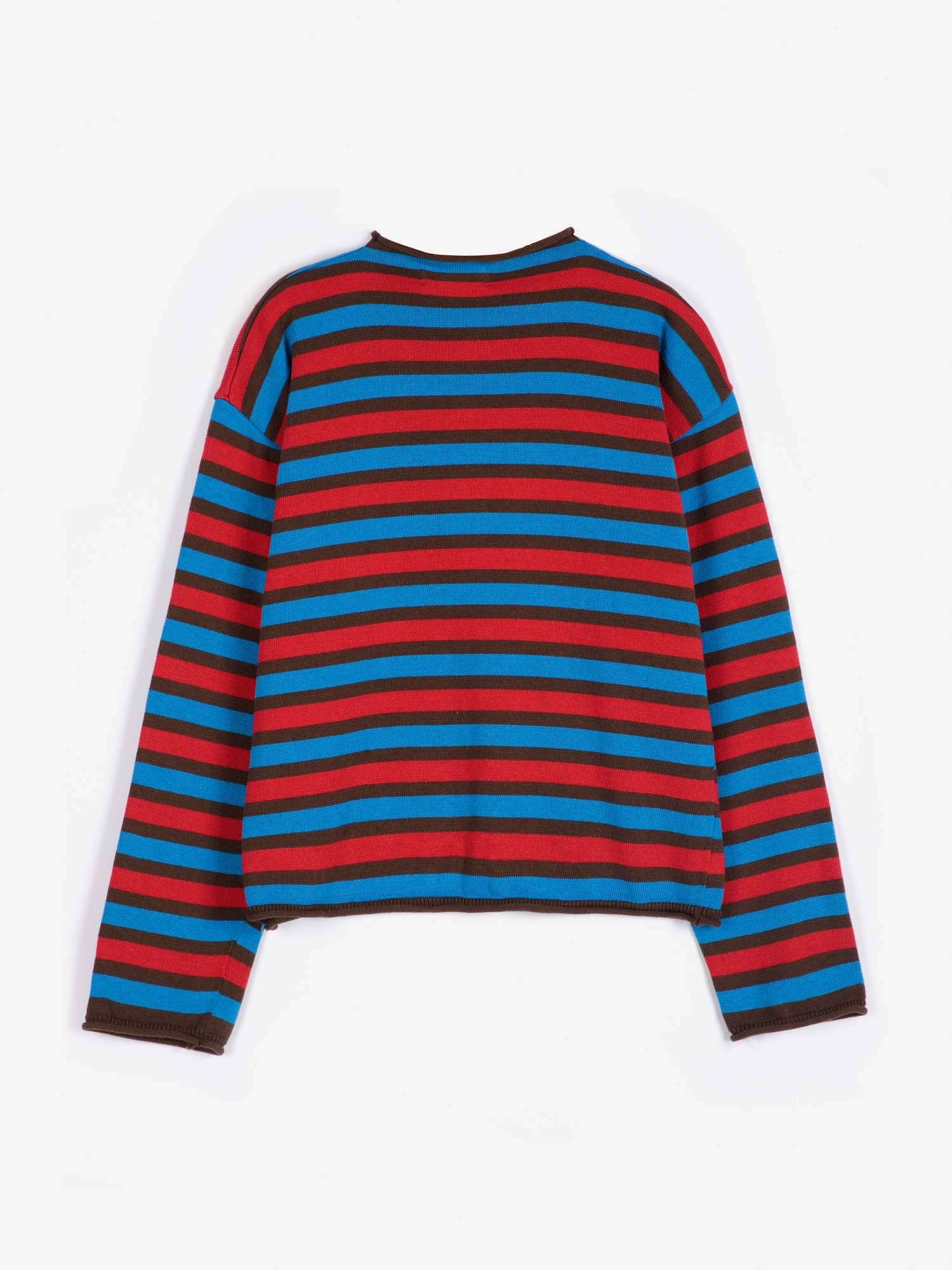 Striped Cotton Cardigan - Blue/Red