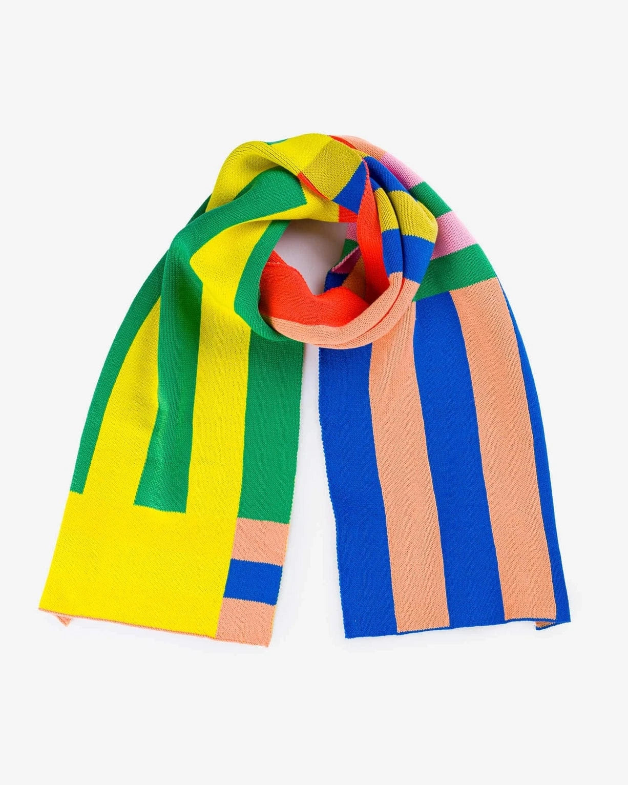 Waterfall Stripe Big Scarf- Peach Cobalt