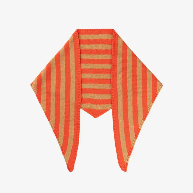 Simple Stripe Triangle Scarf - Camel Poppy