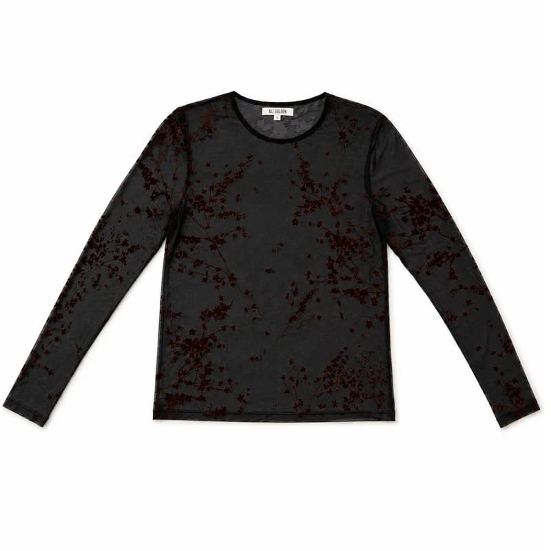 Floral Mesh Long Sleeve - Brown/Black