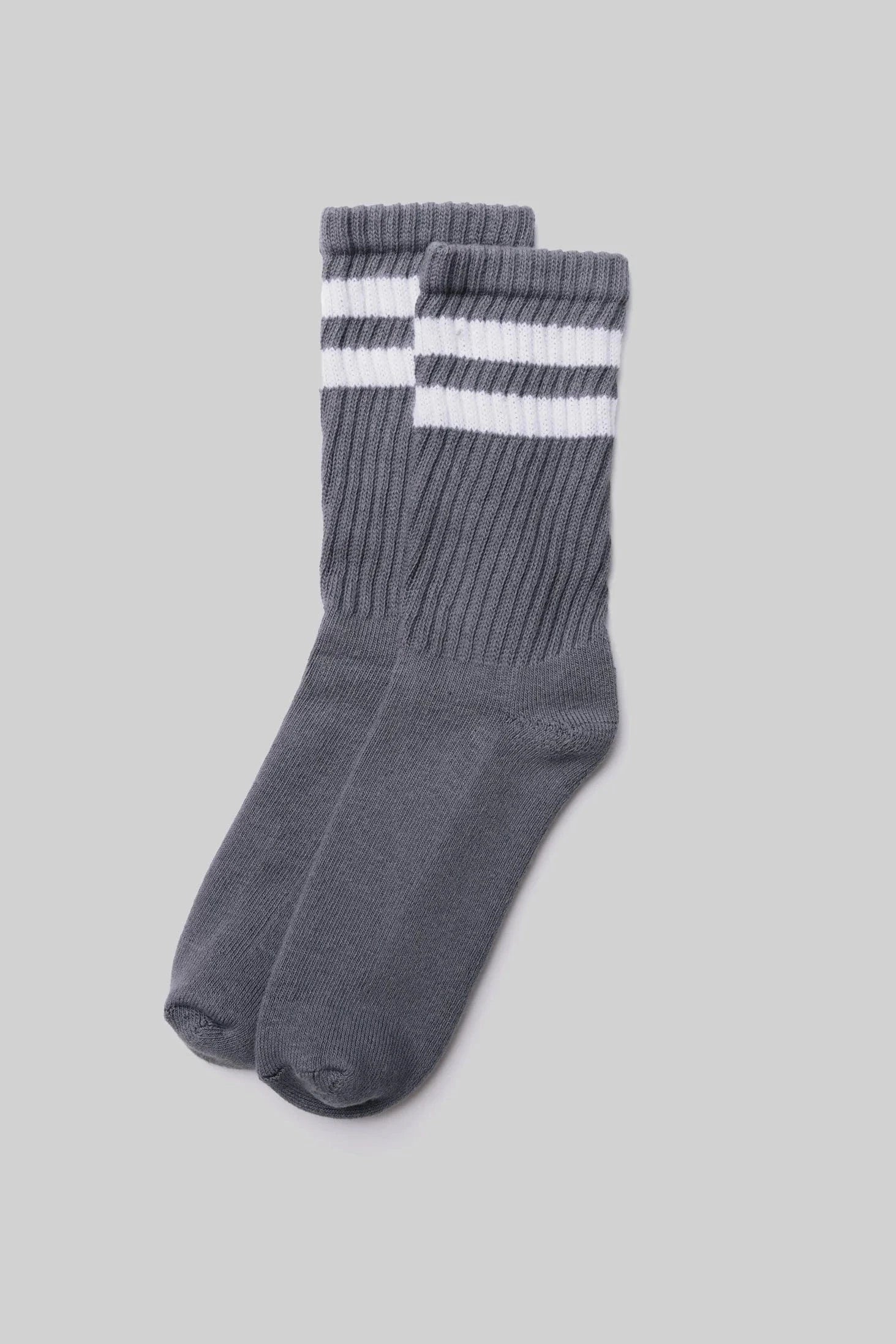 Retro Double Stripe Crew - Grey / White