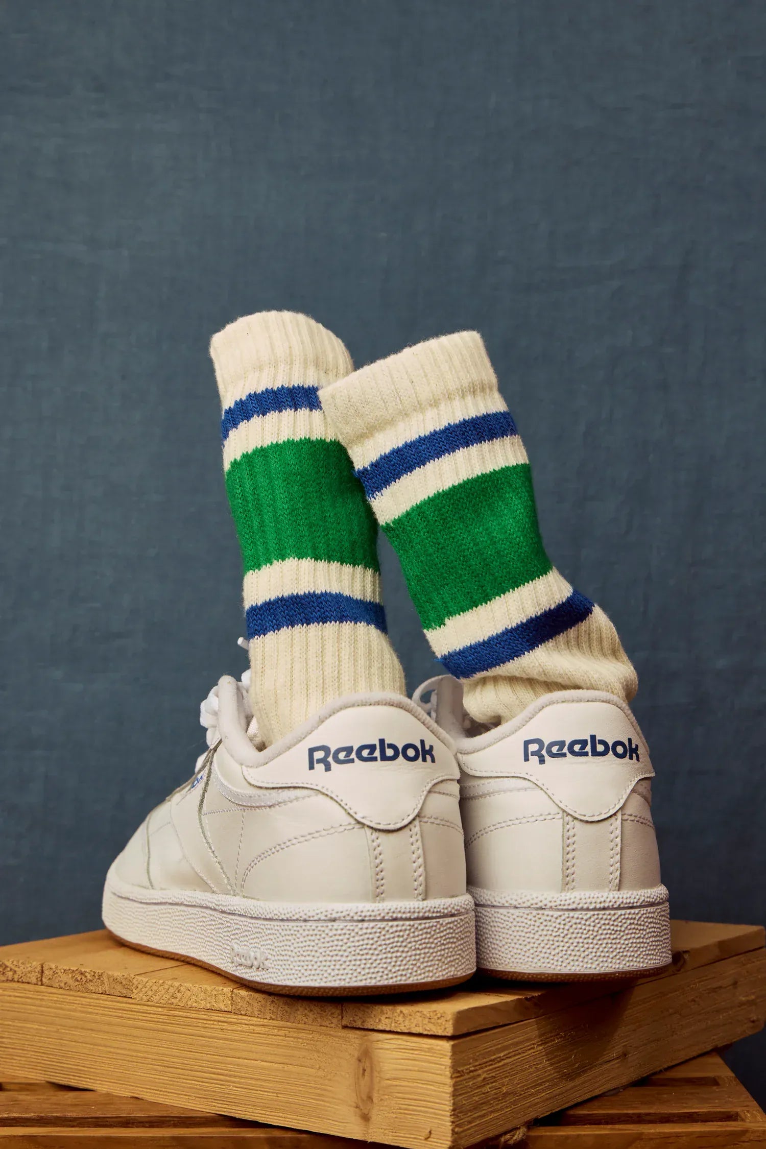 Retro Stripe Crew - Kelly Green / Royal