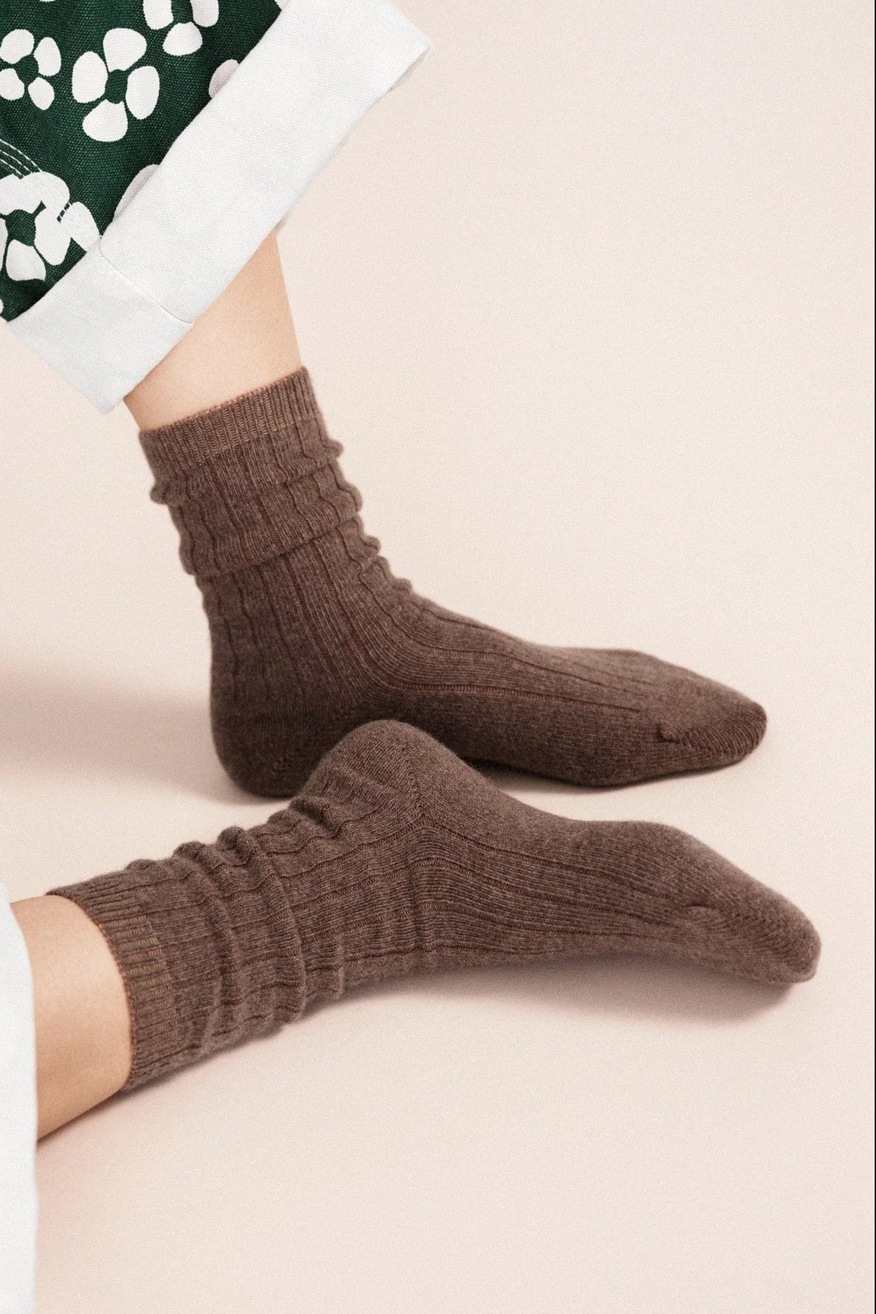 Italia Cashmere Cozy Rib Crew - Llama