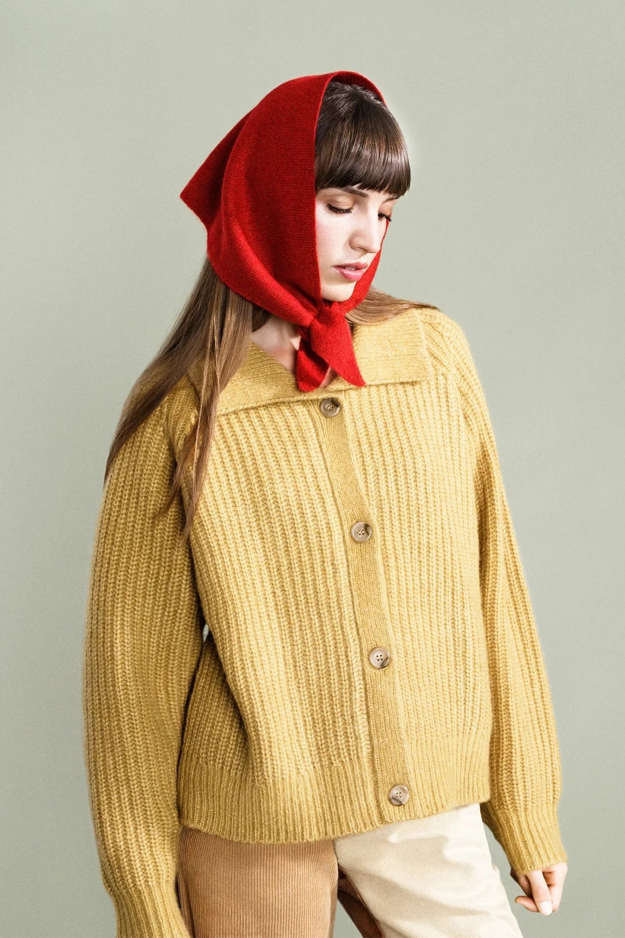 Cashmere Triangle Scarf - Red