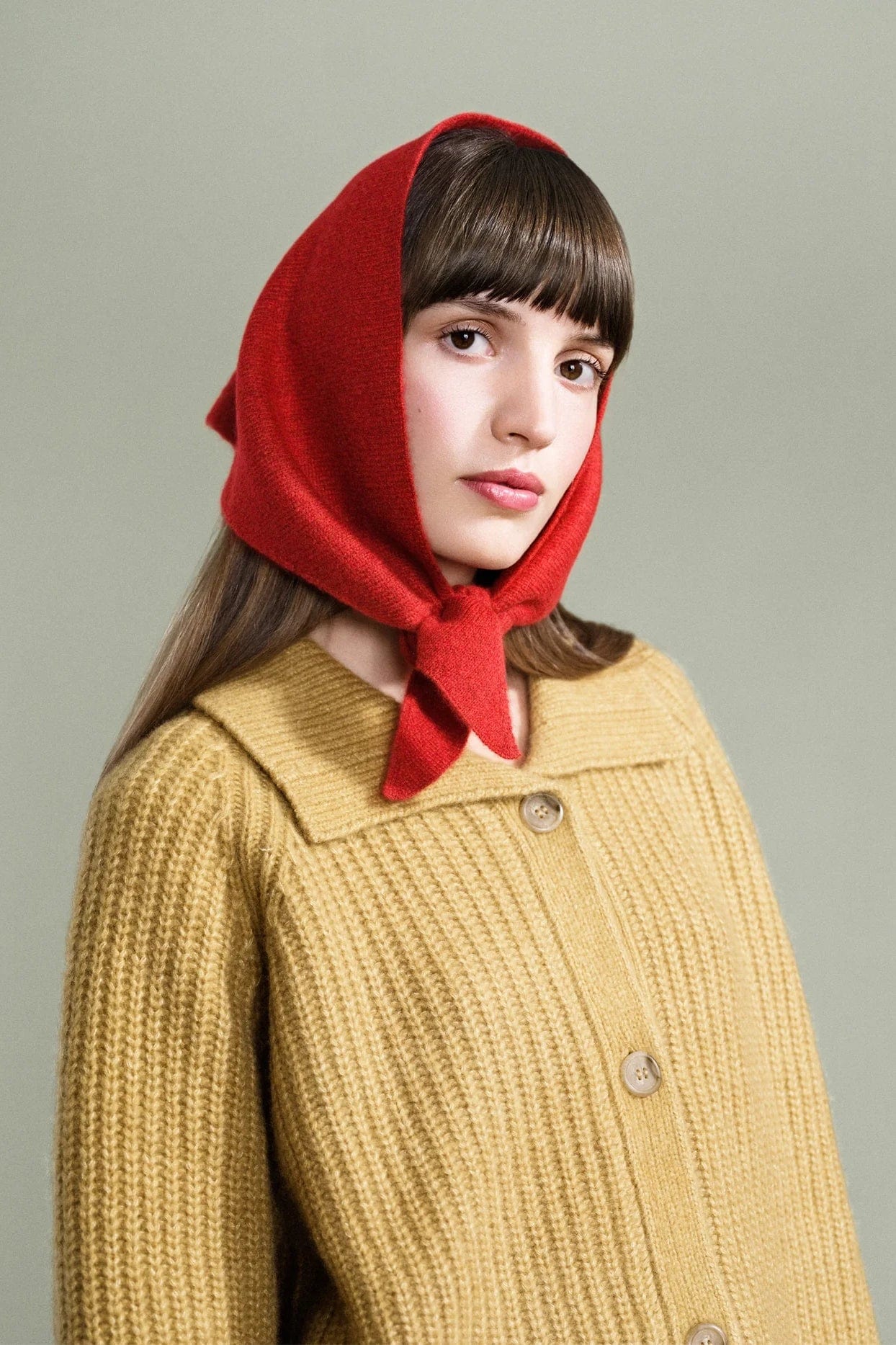 Cashmere Triangle Scarf - Red