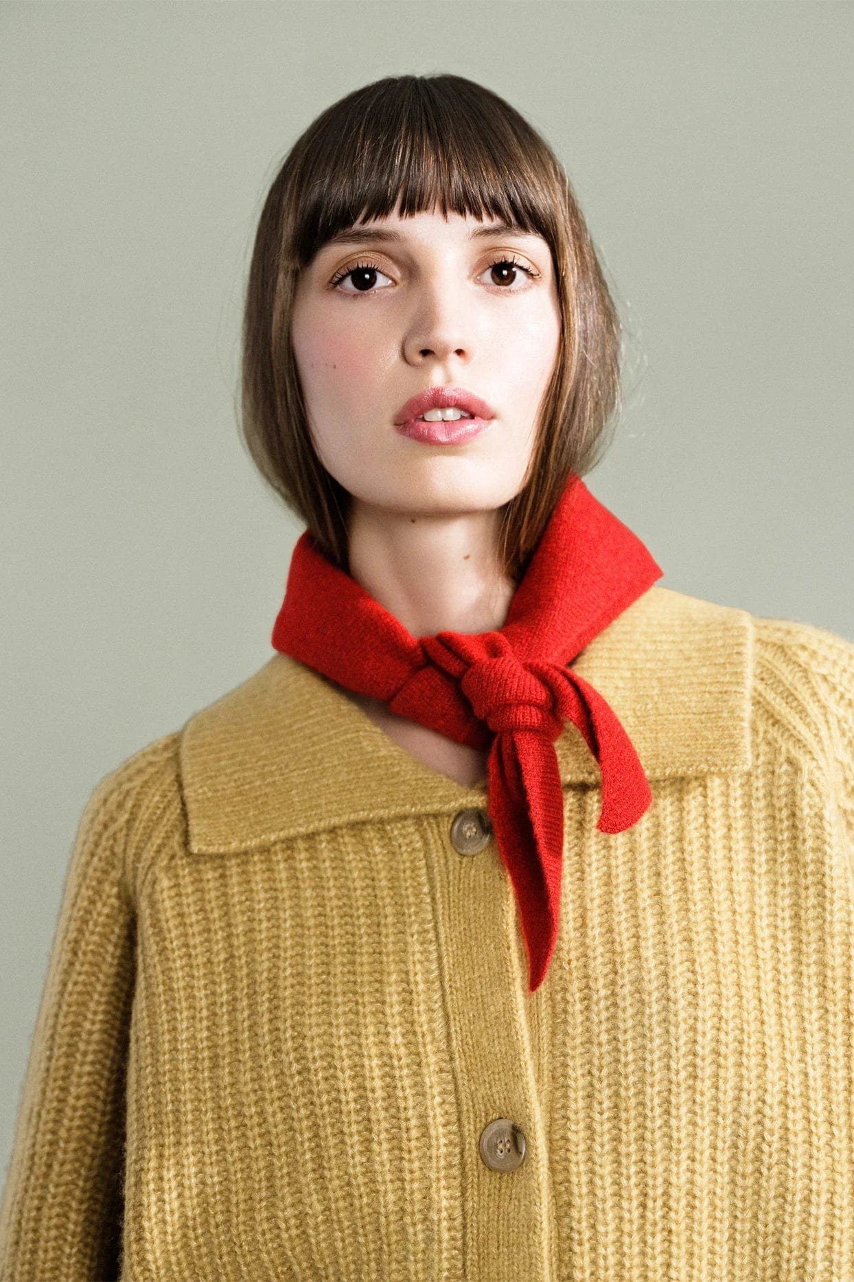 Cashmere Triangle Scarf - Red