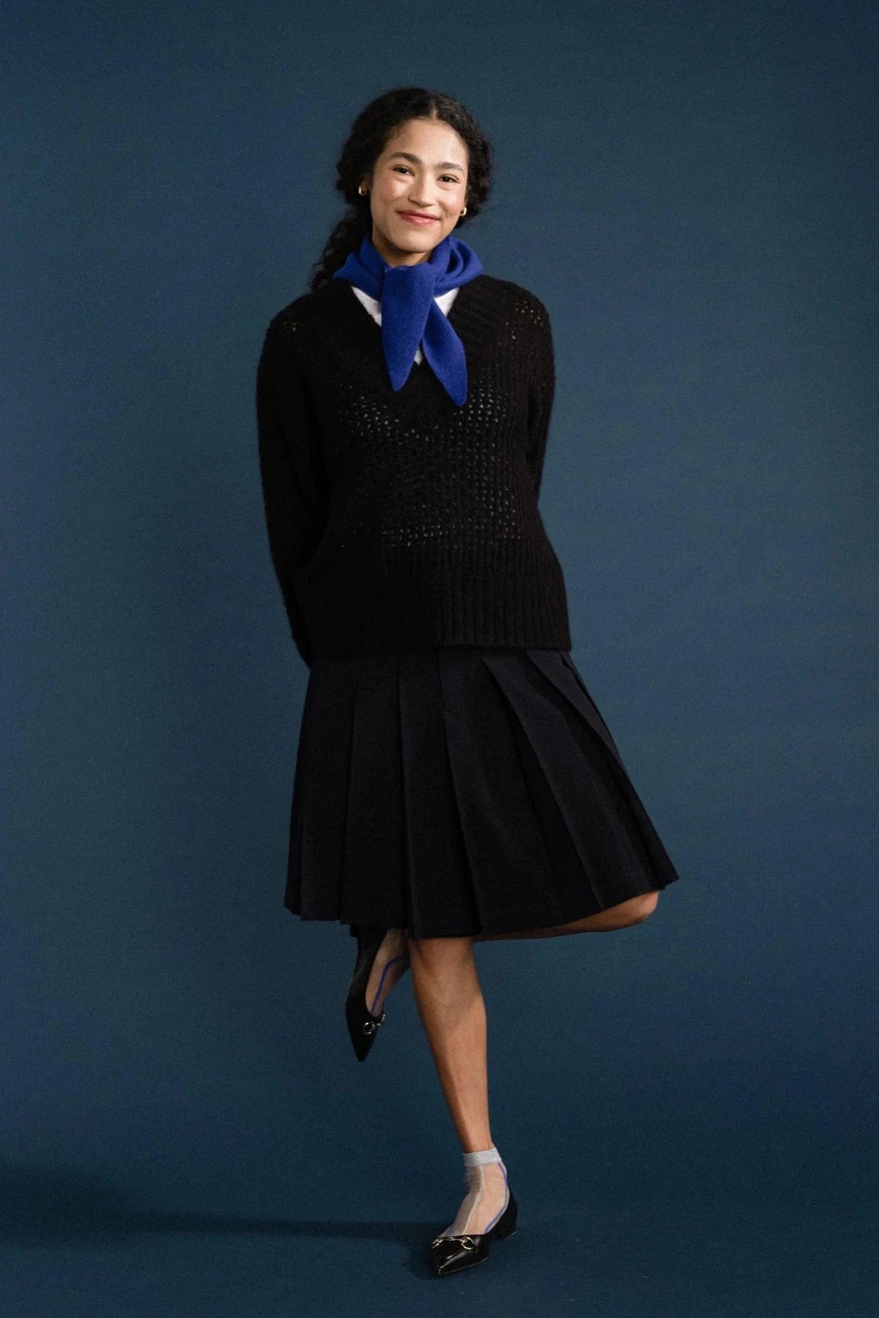 Cashmere Triangle Scarf - Cobalt