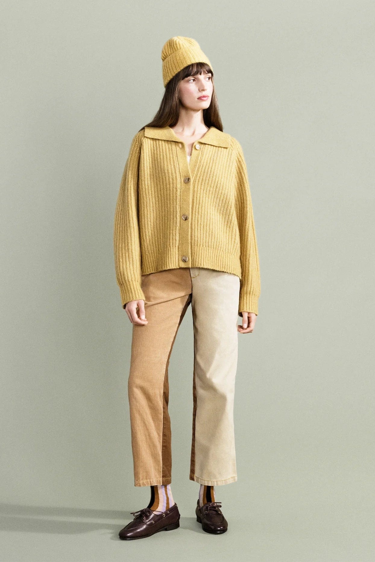 Cashmere Ribbed Beanie - Amber