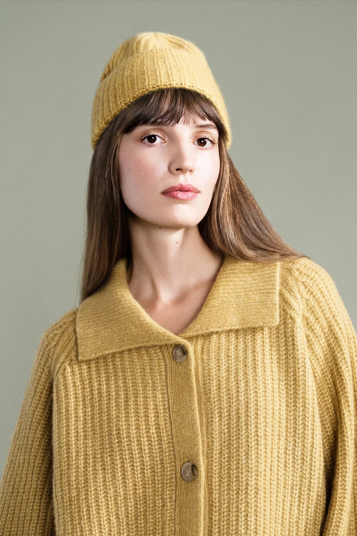 Cashmere Ribbed Beanie - Amber