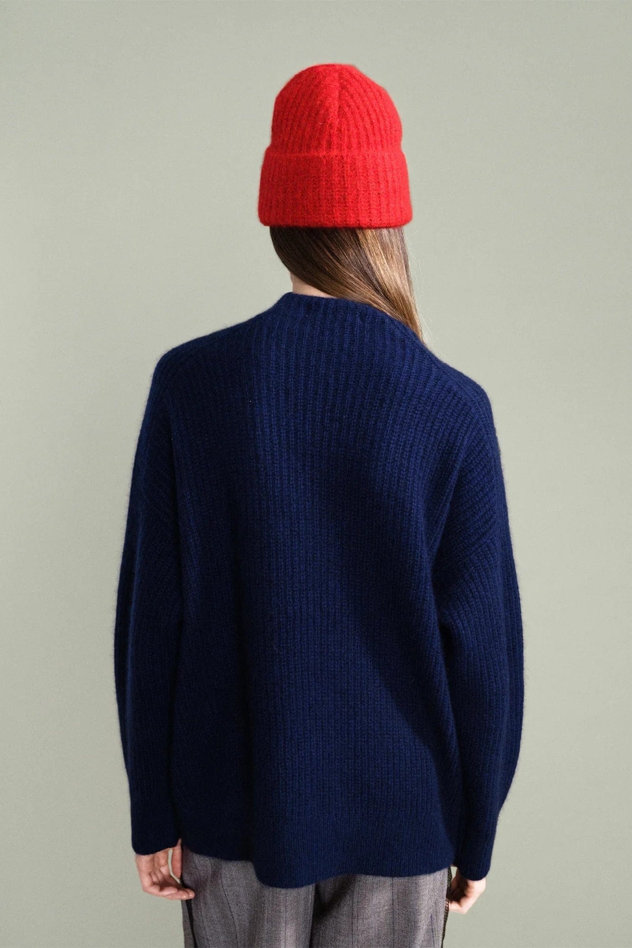 Cashmere Ribbed Beanie - Red