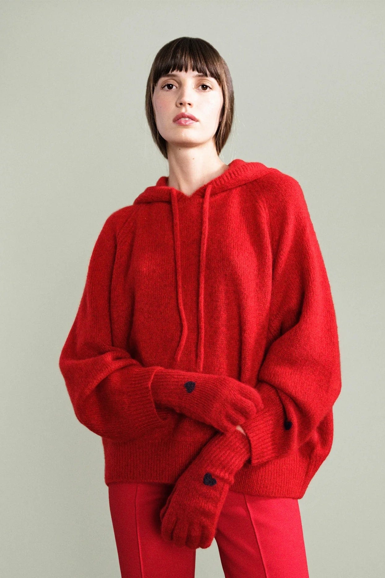 Cashmere Heart Gloves - Red