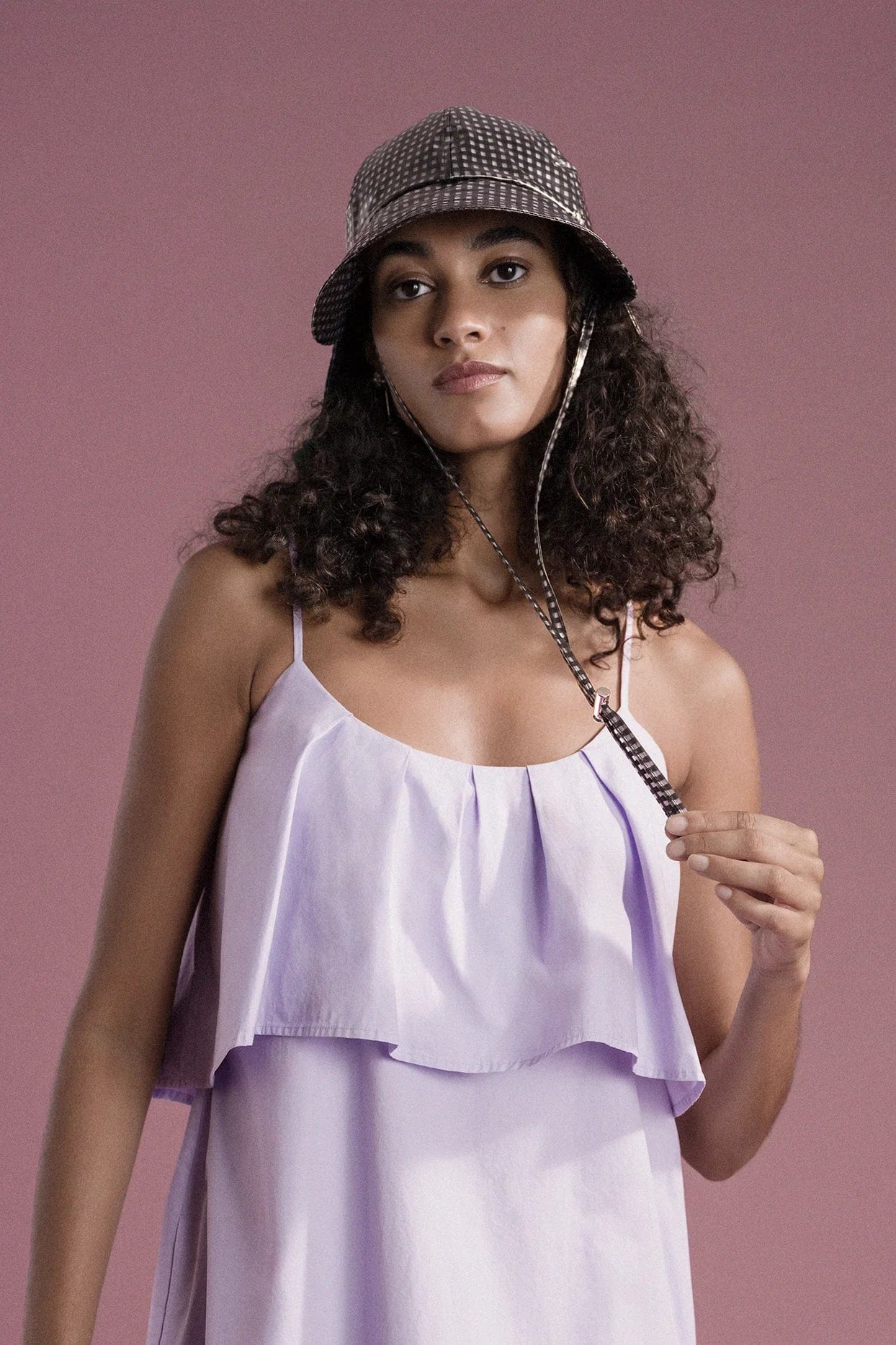 Tulip Bucket Hat - Black Gingham