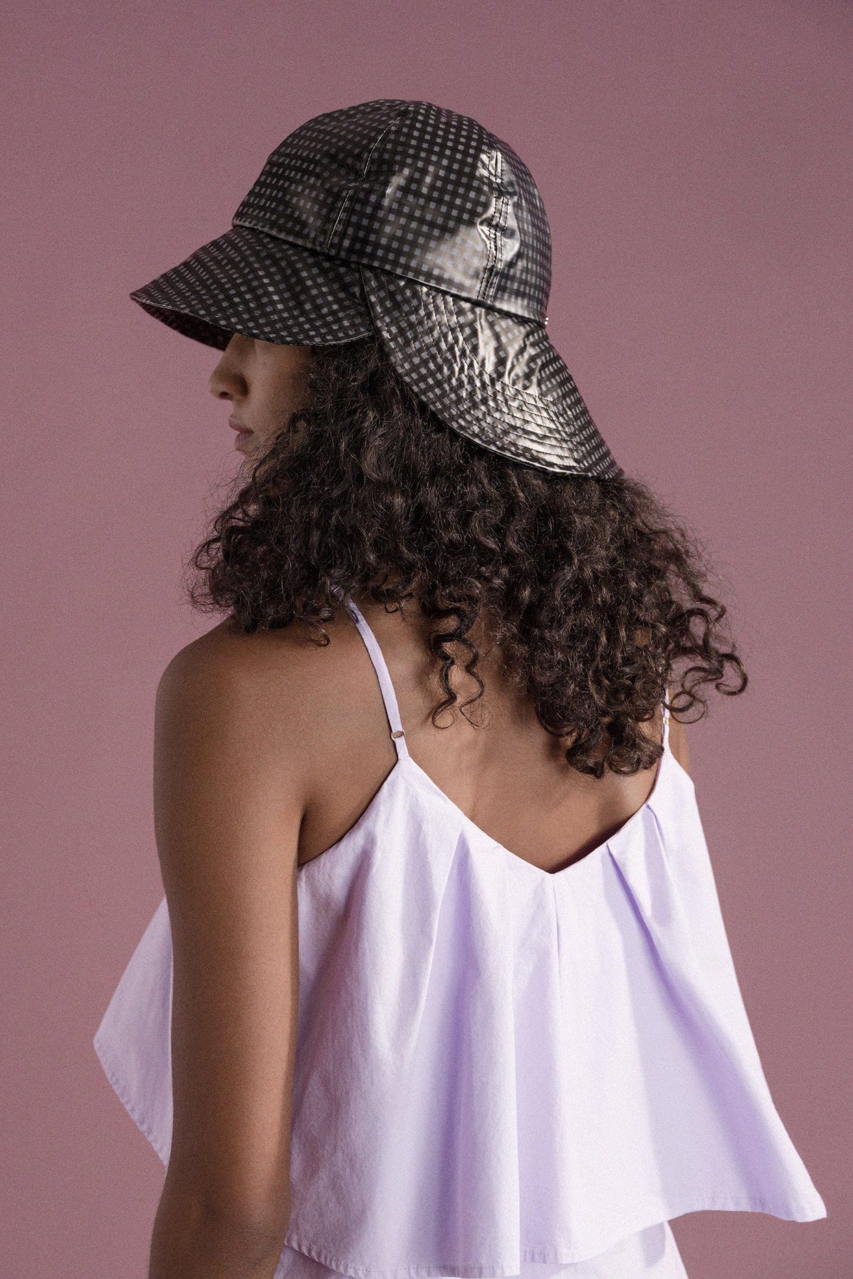Tulip Bucket Hat - Black Gingham