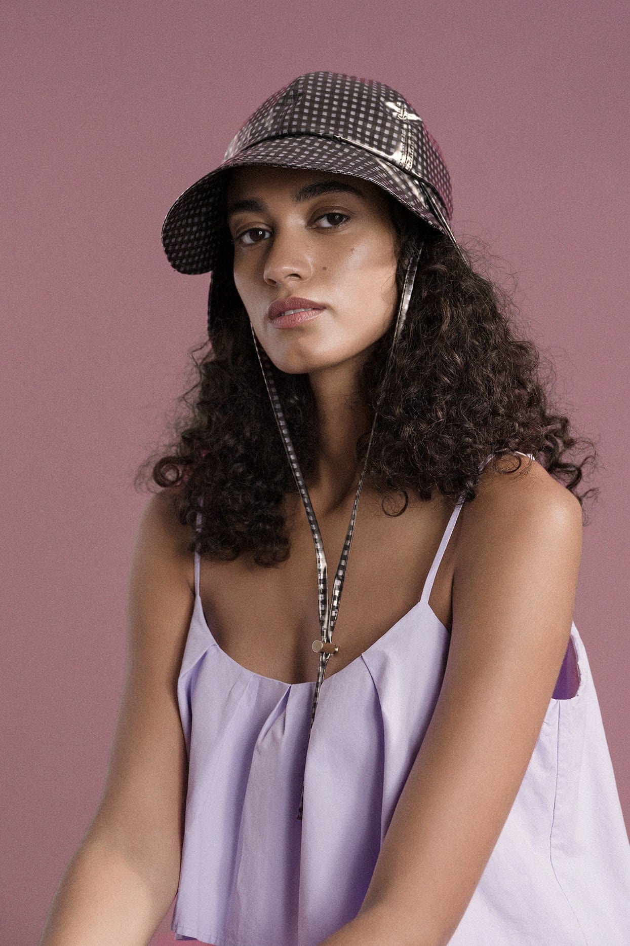 Tulip Bucket Hat - Black Gingham