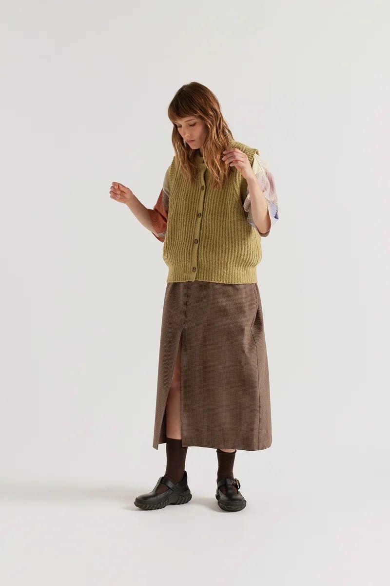 Faint Knit Vest - Pale Chartreuse
